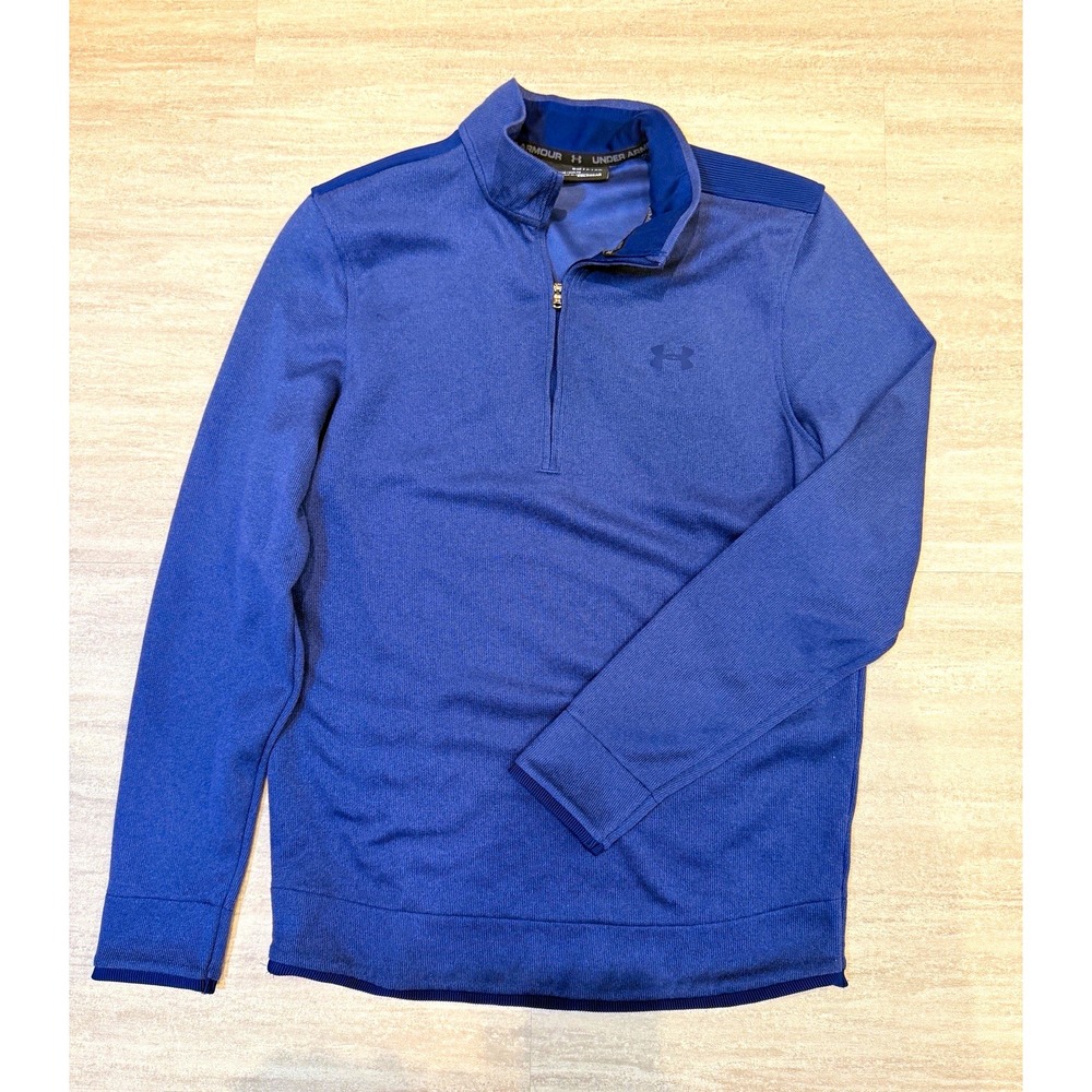 Under Armour ColdGear Men's Blue Pullover 1/4 Zip Mock Neck Long Sleeve S
